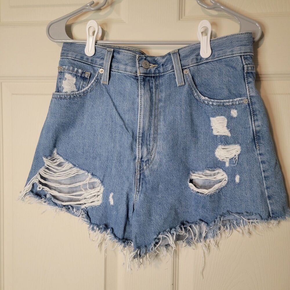 Levi's Women's High Waisted Distressed Denim Cut Off Shorts Size 29